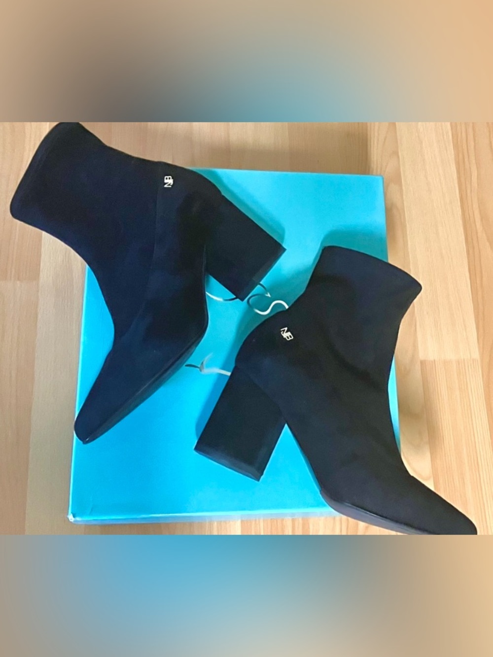 Norma J. Baker Black Suede Sock Boots w/ Silver Logo Size EU 37 (6.5 -7 USA)